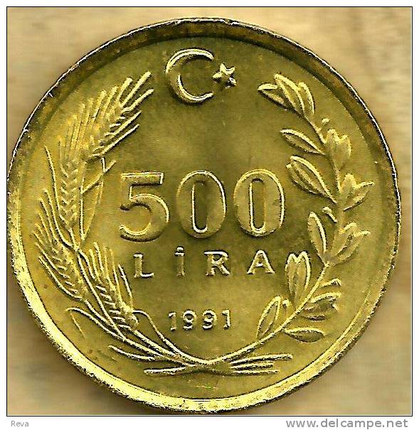 TURKEY 500 LIRA LEAVES FRONT MAN HEAD BACK 1991 EF KM989 READ DESCRIPTION CAREFULLY !!! - Turchia