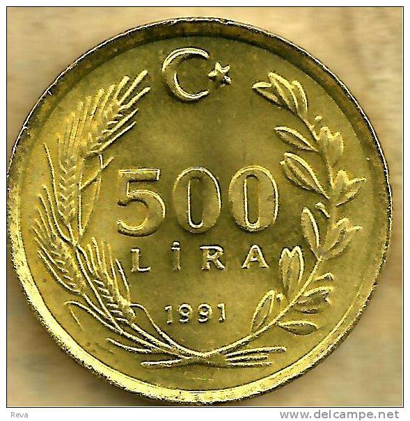 TURKEY 500 LIRA LEAVES FRONT MAN HEAD BACK 1991 EF KM989 READ DESCRIPTION CAREFULLY !!! - Turquie