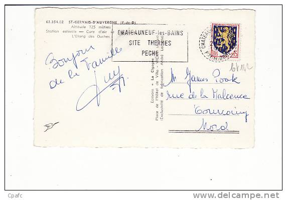 Carte 1950 ST GERVAIS D'AUVERGNE / ETANG DES OUCHES - Saint Gervais D'Auvergne