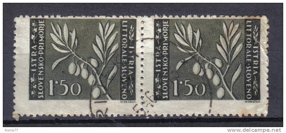 BIN288 - ISTRIA LITORALE SLOVENO , Coppia Dell 1,50 Lira Dent 12 . Poco Fresca - Jugoslawische Bes.: Slowenische Küste