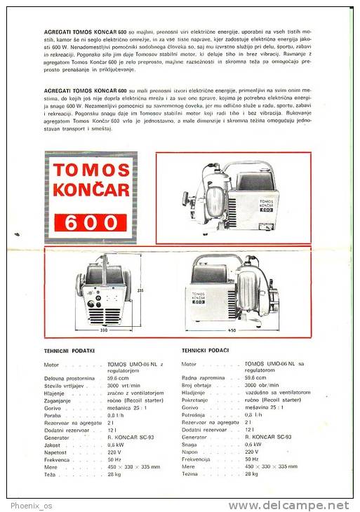 TEHNICAL - Aggregate For Electricity, Slovenia/Croatia - Koper/Zagreb, Tomos,Instructions For Maintenance, Year Cca 1970 - Andere Plannen