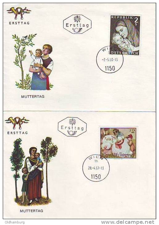 302h: Muttertag 1967 Und 1968, 2 Belege Aus Österreich - Mother's Day