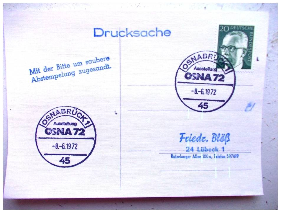 Postkarte Sst 1972 Osnabrück - Briefe U. Dokumente