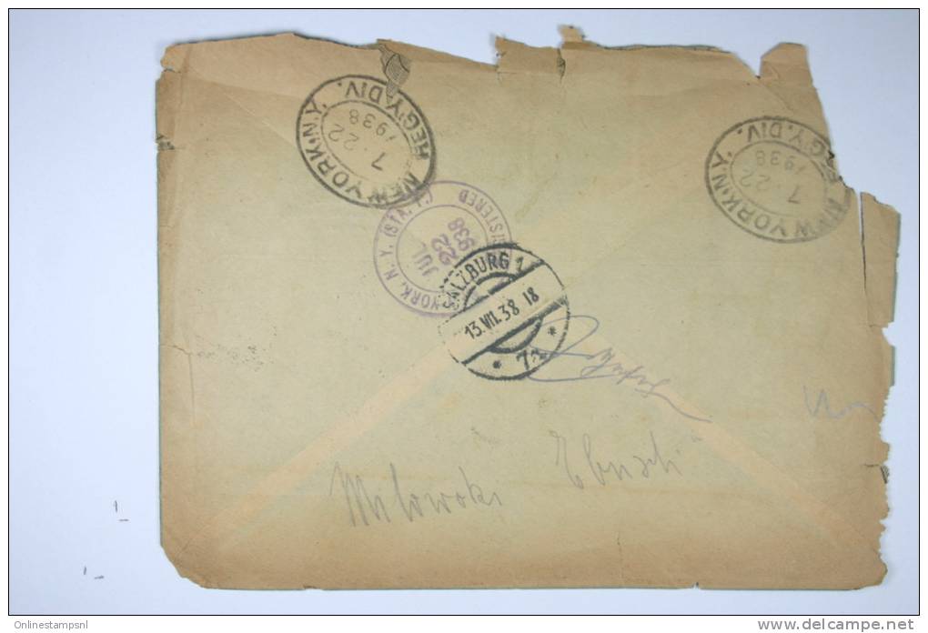 Austria Einschreiben Cover  Salzburg To New York,Misch Frankatur,via Cherbourg With MS New York,nice Cancels,fragile - Briefe U. Dokumente