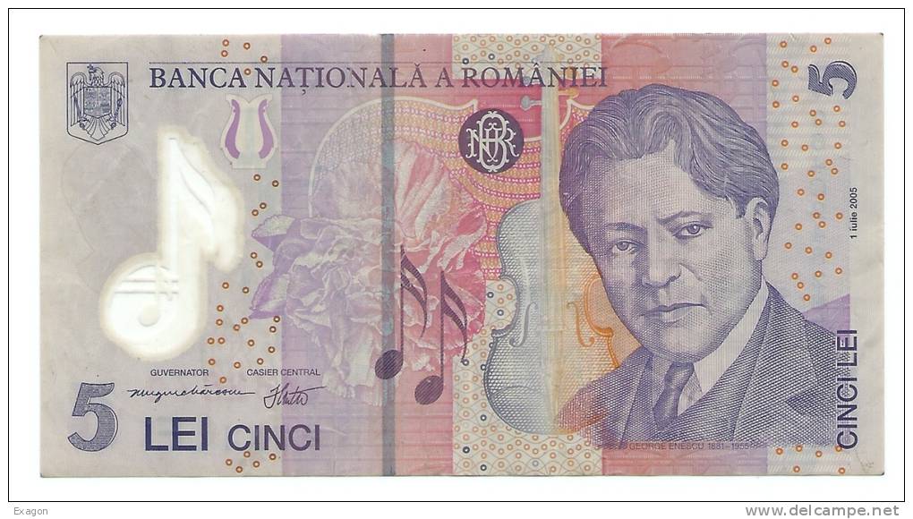 Banconota Da  5   LEI  Cinci  ROMANIA  -  Anno 2005 - Rumania