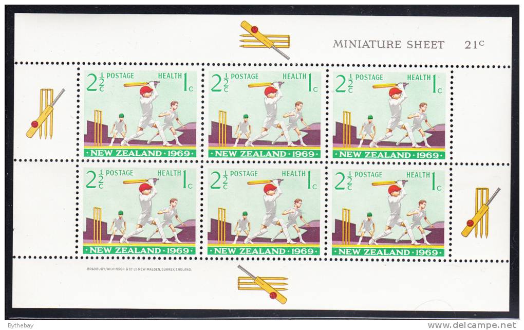 New Zealand Scott #B77a MNH Miniature Sheet Of 6: Boys Playing Cricket - Ungebraucht