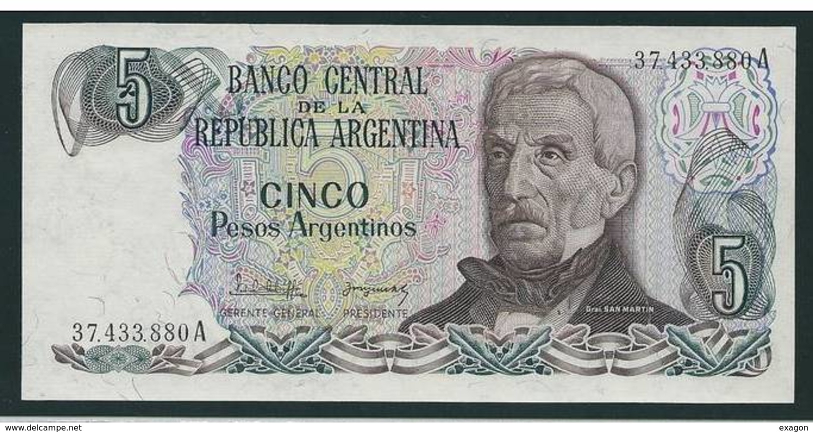 N. 1  Banconota  ARGENTINA  -  Da 5   Pesos -  Anno  1971. - Argentina