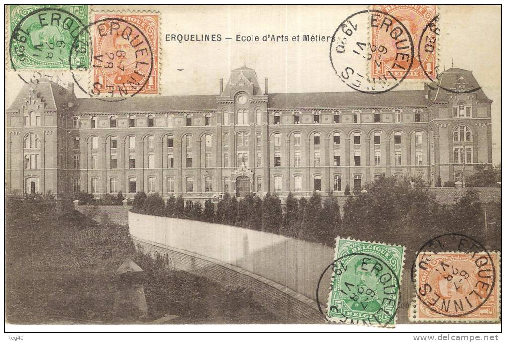 BELGIQUE - ERQUELINES  - Ecole D' Arts Et Métiers  - (Timbres) - Erquelinnes