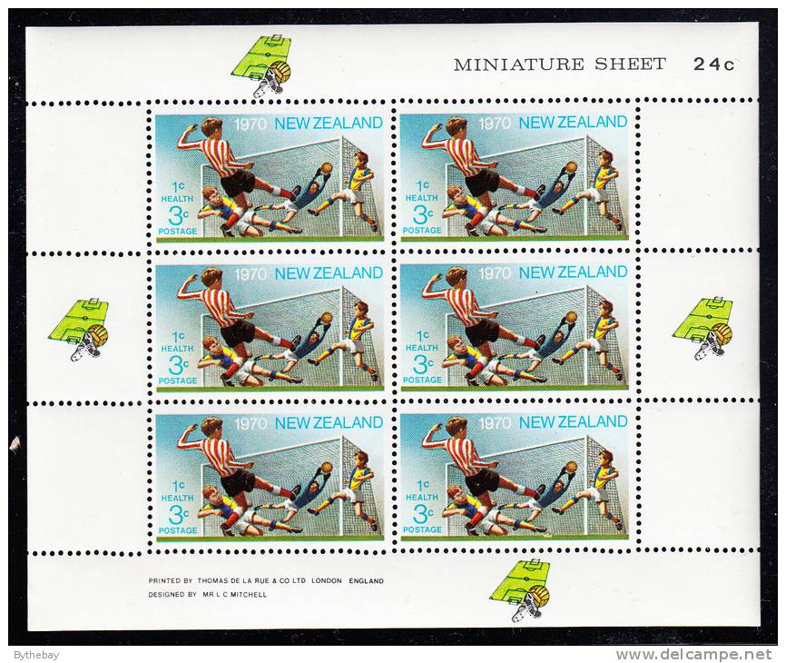 New Zealand Scott #B81a MNH Miniature Sheet Of 6: Boys Playing Soccer - Nuevos