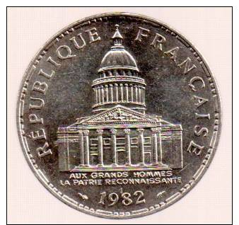 SUPERBE---PIECE 100 FRANCS ARGENT 1982 "Pantheon"---ETAT : SUP//SPL - Autres & Non Classés