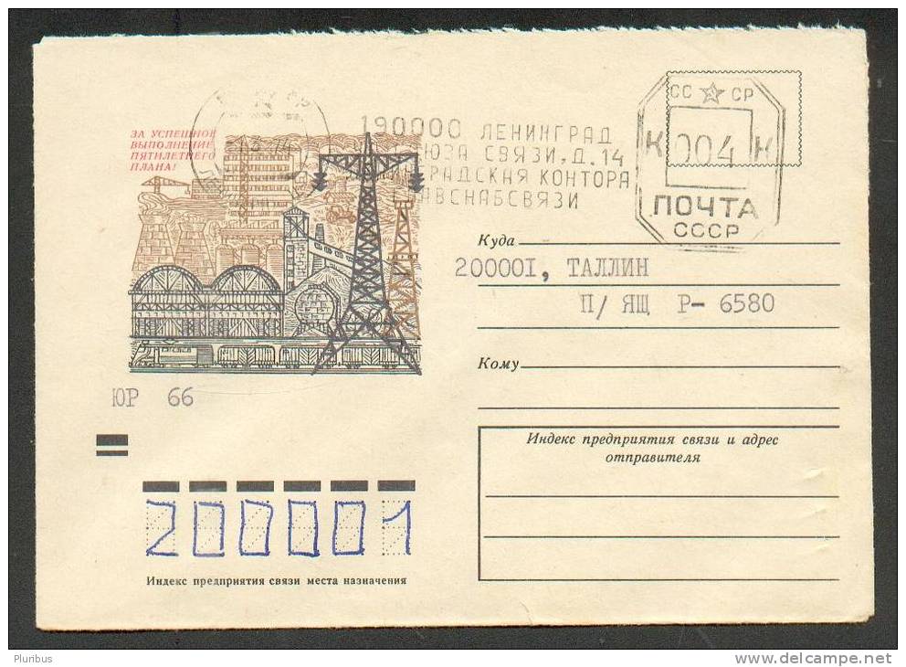 USSR RUSSIA ,CHEMISTRY, CRANE, TRAIN, ENERGETICS ,   POSTAL  COVER 1973, LENINGRAD MACHINE STAMP - Machines à Affranchir (EMA)