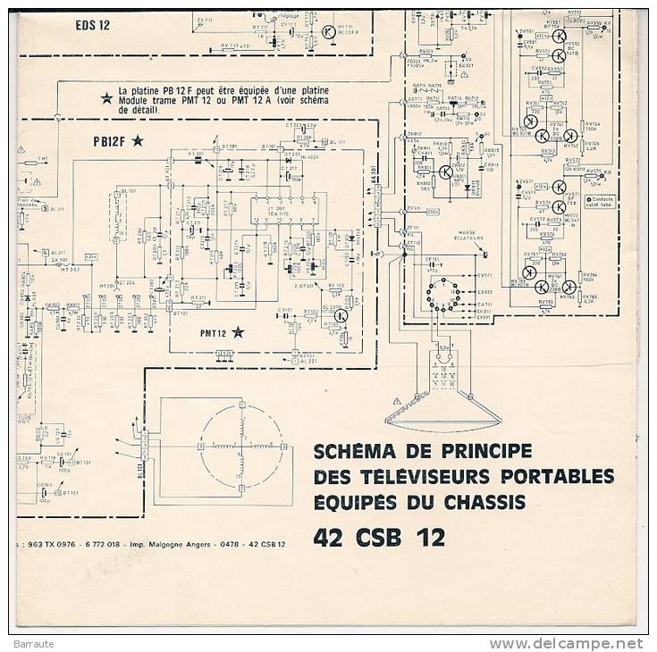 Schéma PLAN Du Téléviseur TC 3806 Continental Edison. Chassis 42 CSB 12. - Autres Plans