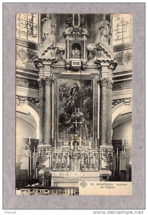 24981   Belgio,  Montaigu,  Interieur De L"Eglise,  VG - Scherpenheuvel-Zichem