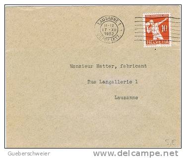 L-CH42 - SUISSE PRO JUVENTUTE 1932 10 Rp Seul Sur Lettre 1932 Lanceur De Pierres - Lettres & Documents