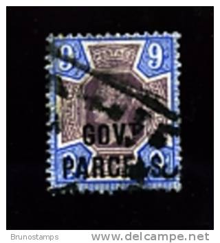 GREAT BRITAIN - 1888 QUEEN VICTORIA  9d. PURPLE & BLUE OVPT  GOV.T PARCELS  USED - Servizio