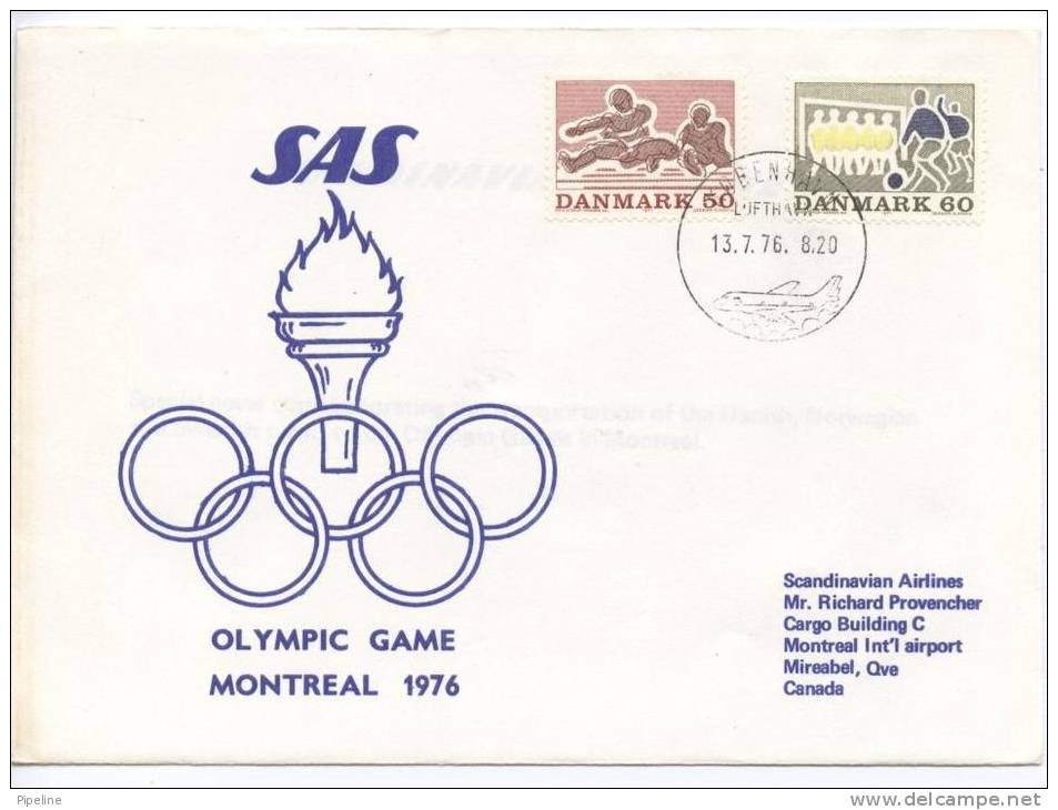 Denmark SAS Flight Cover Olympic Games Montreal 1976 13-7-1976 - Covers & Documents