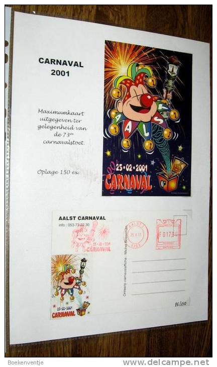 Aalst Carnaval 2001 Maximumkaart Van De 73ste Carnavalstoet - Fasching & Karneval