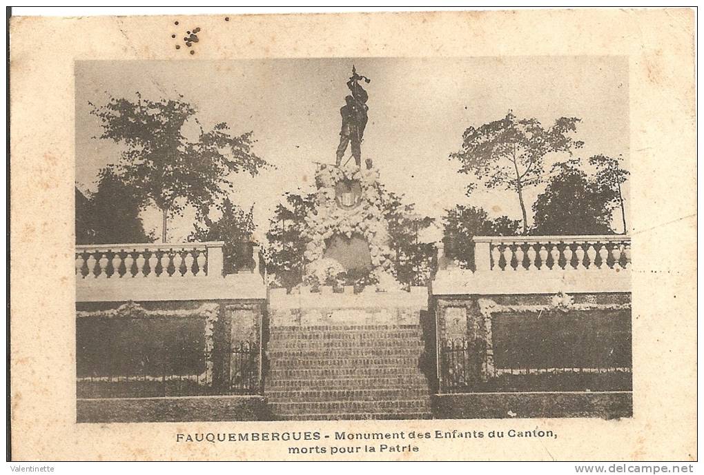 62 FAUQUEMBERGUES - Monument Des Enfants Du Canton Morts Pour La Patrie  1909 - Fauquembergues