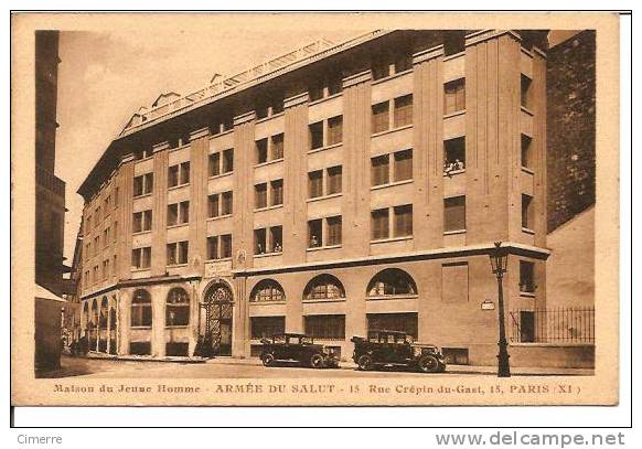 75 Paris - Maison Du Jeune Homme Armée Du Salut Belles Voitures A. Breger Frères Sépia - Arrondissement: 11