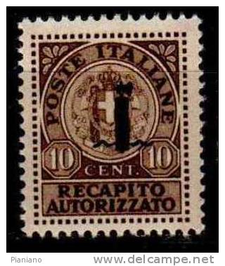 PIA - RSI - 1944 - Recapito Autorizzato -  Francobollo Del 1930 Soprastampato - (SAS 4) - Mint/hinged