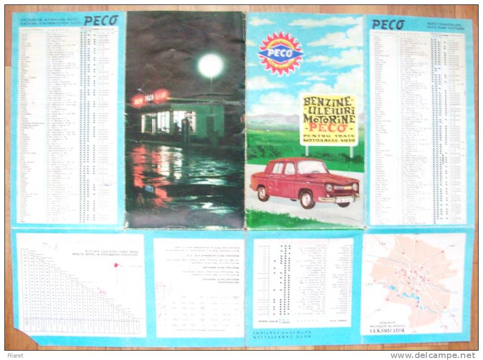 PECO-ROMANIAN GAS  STATION-DACIA RENAULT MAP,1960 S PERIOD - Strassenkarten