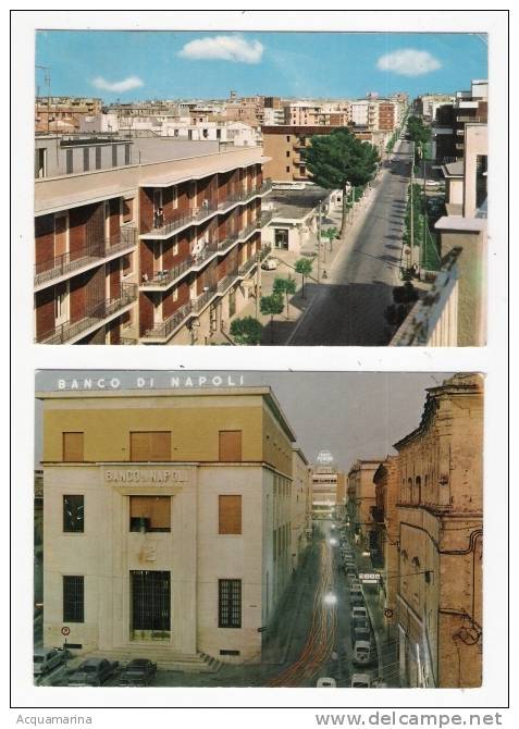 MATERA - Via Nazionale, Veduta Notturna Con Banco Di Napoli - 2 Cartoline FG C V 1968 - 1970 - Matera