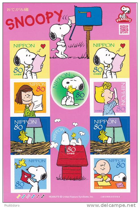 Japan Mi 5190-5197 Mini Sheet: Greetings Snoopy - Charly Brown - Letter - Woodstock - Sally Brown ** - Blocs-feuillets