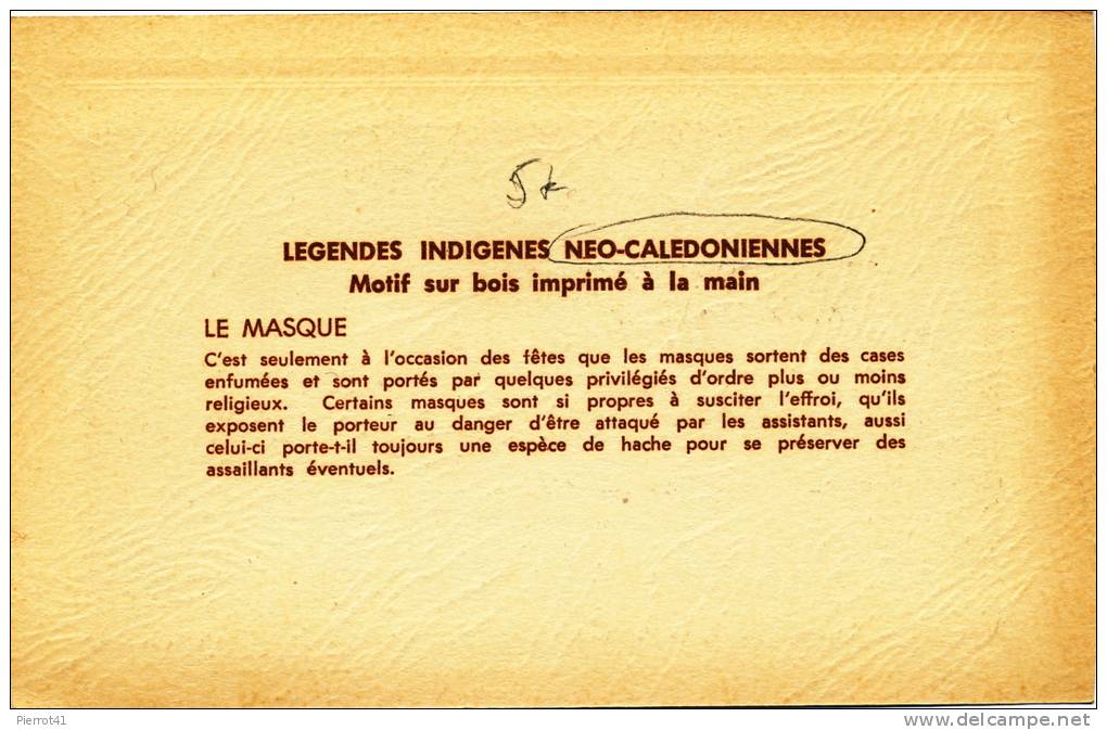 OCEANIE - NOUVELLE CALEDONIE - Légendes Indigène Néo-calédoniennes - LE MASQUE - Motif Sur Bois Peint à La Main - Neukaledonien