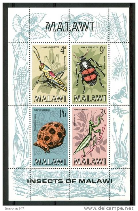 1969 Malawi Insetti Insects Insectes Block MNH** C61 - Malawi (1964-...)