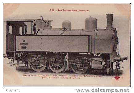 BELGIQUE :Les Locomotives.N°222.Non écrite.Parfaite.Locomotive-tender,6 Roues Accouplées.(Seraing) - Eisenbahnverkehr