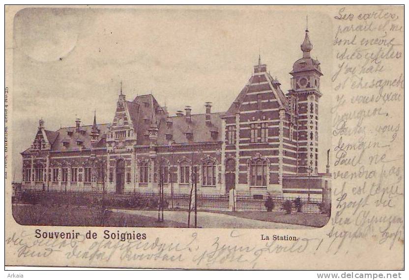 SOIGNIES = Souvenir = La Gare (Nels  Bxl  S.4  N° 25) 1900 - Soignies