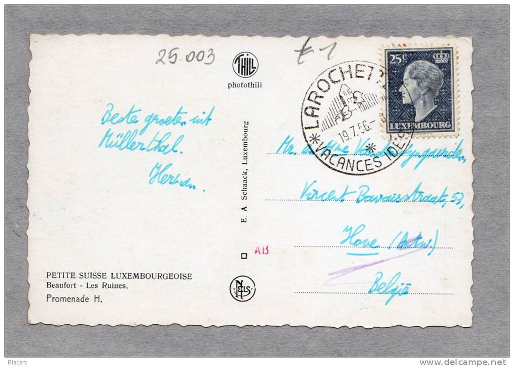 25003   Lussemburgo,  Beaufort,  Les  Ruines,  Promenade H.,  VG  1956 - Altri & Non Classificati