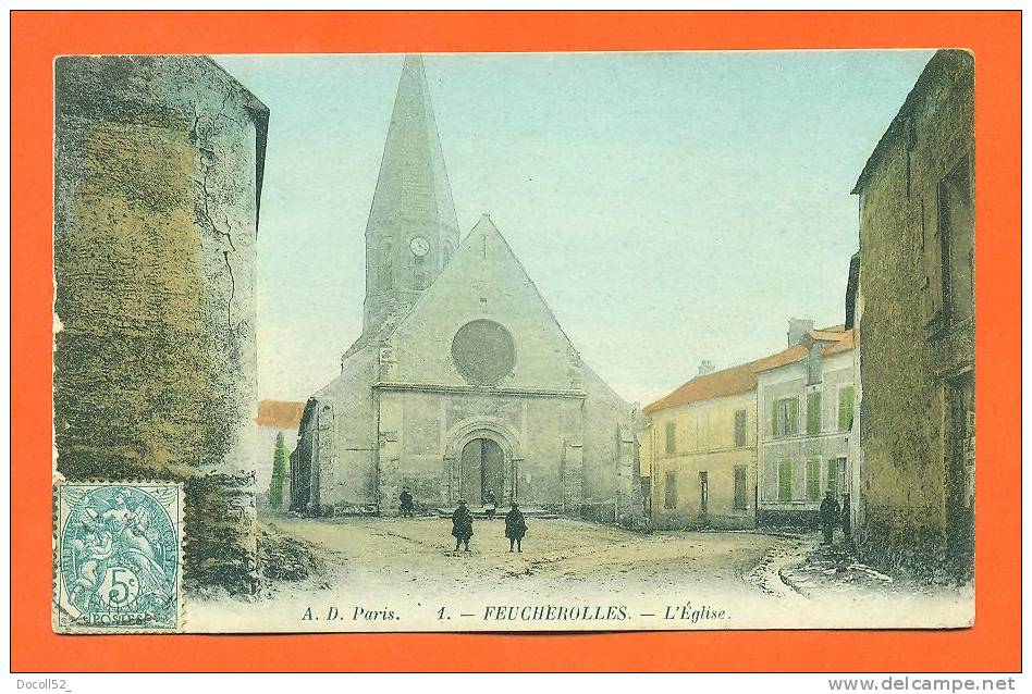 Dpt  78   Feucherolles   "  L'eglise  " Carte Colorisee - Sonstige & Ohne Zuordnung