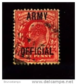 GREAT BRITAIN - 1902  EDWARD VII  1 D. OVERPRINTED ARMY OFFICIAL   FINE USED - Servizio