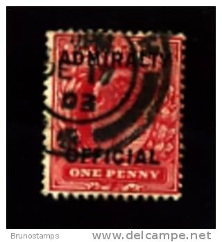 GREAT BRITAIN - 1903  EDWARD VII  1 D. OVERPRINTED ADMIRALTY OFFICIAL   FINE USED - Service