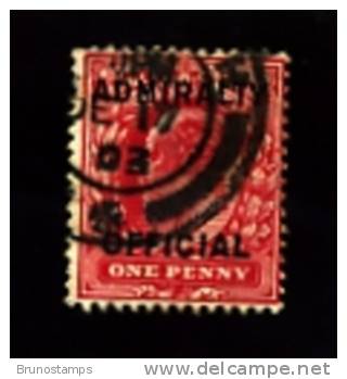 GREAT BRITAIN - 1903  EDWARD VII  1 D. OVERPRINTED ADMIRALTY OFFICIAL   FINE USED - Servizio