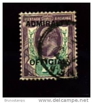 GREAT BRITAIN - 1903  EDWARD VII  1½ D. OVERPRINTED ADMIRALTY OFFICIAL   FINE USED - Servizio