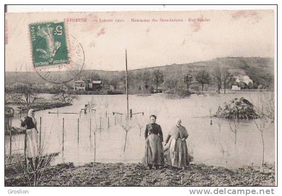 FRENEUSE 29 JANVIER 1910 MAXIMUM DES INONDATIONS RUE BAUDET (FEMMES) - Freneuse