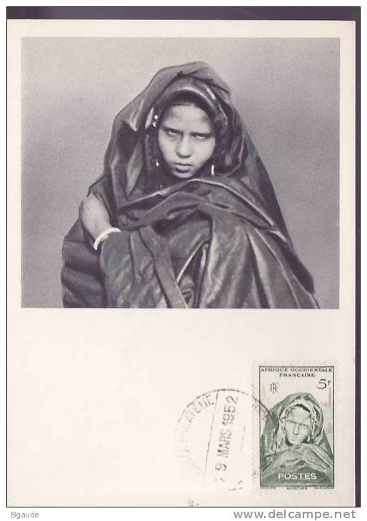 AFRIQUE OCCIDENTALE FRANCAISE CARTE     MAXIMUM NUM.YVERT   37 FEMME TRIBU OULED-AHMED-BEN-DAMAN - Covers & Documents