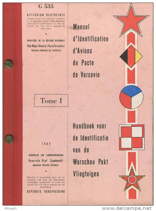 Manuel D´identification D´Avions Du Pacte De Varsovie - Tome I - 1962 -   Français / Flamand       (1790) - Fliegerei