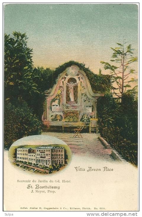 NICE , Villa Arson, Souvenir Du Jardin Du Grand Hôtel St. Barthelémy. J. Meyer, Prop. - Cafés, Hoteles, Restaurantes