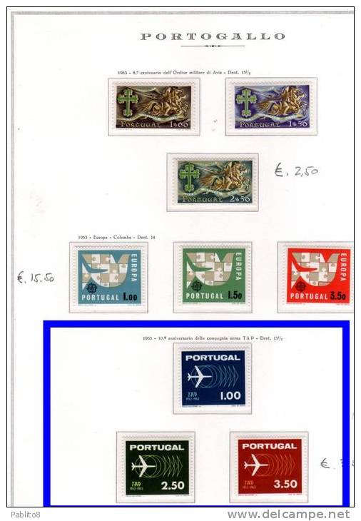 PORTUGAL PORTOGALLO 1963 COMPAGNIA AEREA TAP MNH - Unused Stamps