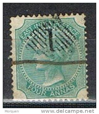 Sello 4 Anna Verde 1866, India Inglesa, Yvert Num 27 º - 1858-79 Compagnia Delle Indie E Regno Della Regina