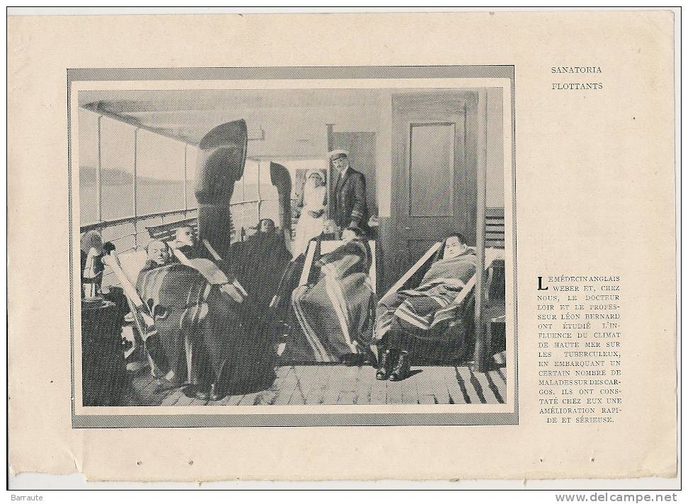 Feuillet  Article Actualité De 1927 " Le VOILIER SANATORIUM " Avec Les Dr LOIR Et Léon BERNARD  Professeur - Documents Historiques