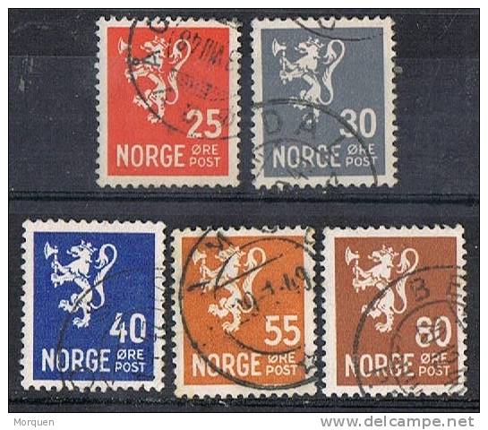 Serie Básica Leon Y Hacha, Noruega 1947. Yvert Num 289-292 º - Usados