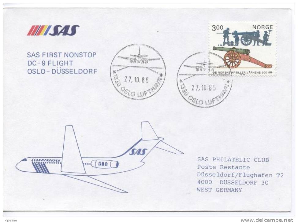 Norway First SAS DC-9 Flight Oslo - Düsseldorf 27-10-1985 - Lettres & Documents