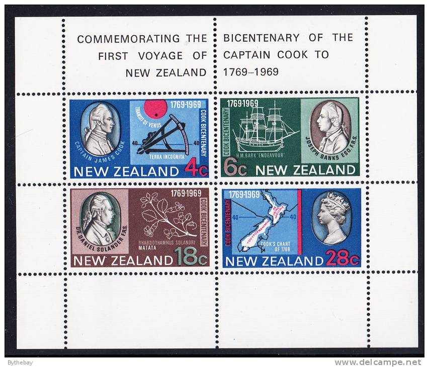 New Zealand Scott #434a MNH Souvenir Sheet Of 4 - Bicentennary Of Cook's Landing In New Zealand - Ungebraucht