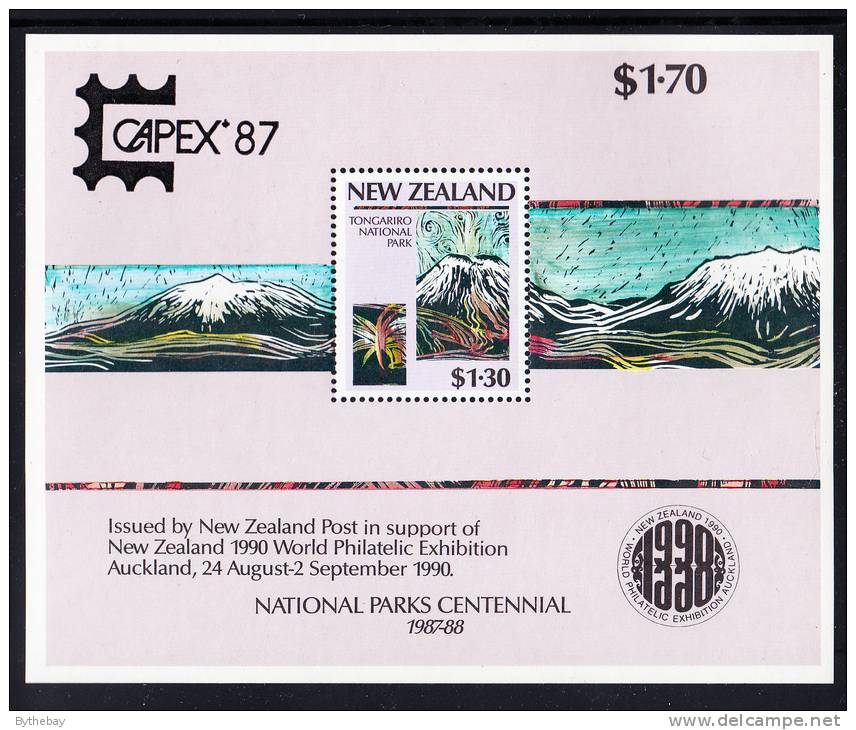New Zealand Scott #879b MNH Souvenir Sheet $1.30 Tongariro National Park - CAPEX ´87 - Unused Stamps