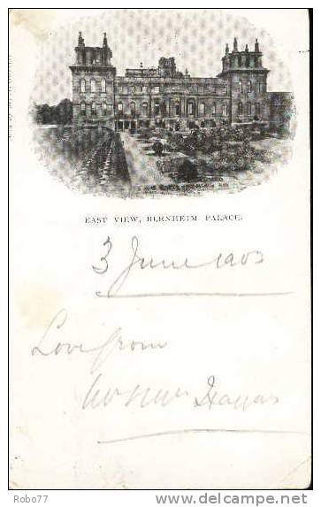 Postcard. England, Great Britain, United Kingdom. 1901 East View, Blenheim Palace. (T05005) - Sonstige & Ohne Zuordnung