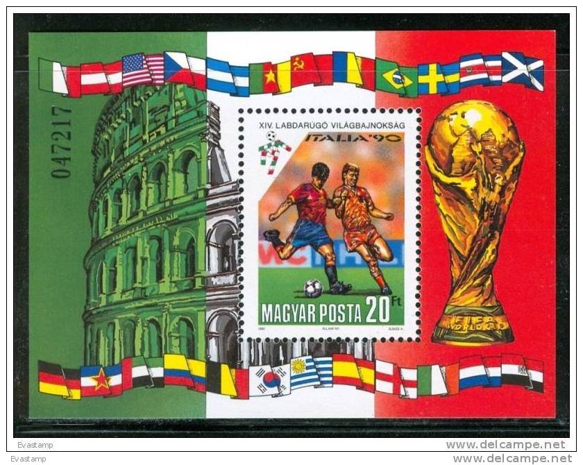 HUNGARY-1990.Souvenir Sheet - World Cup Soccer Championships,Italy  MNH! - 1990 – Italia